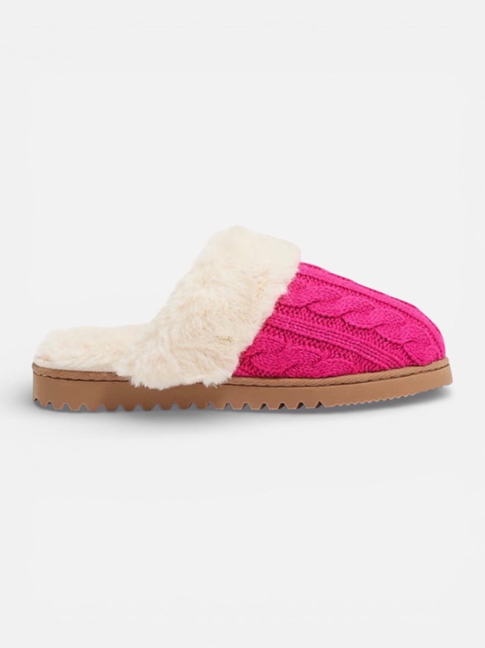 J. Crew Pink Cable Knit Fur Slippers 7 8 9 NWT